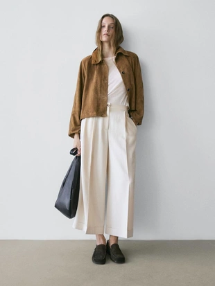 Брюки с манжетами на завышенной талии- Заказать в России