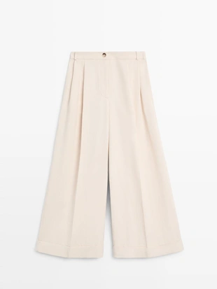 Брюки с манжетами на завышенной талии- Заказать в России