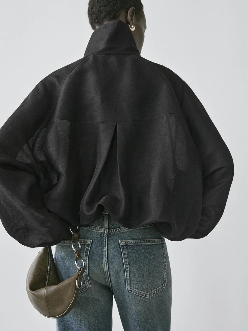 Куртка-бомбер из льна и шелка