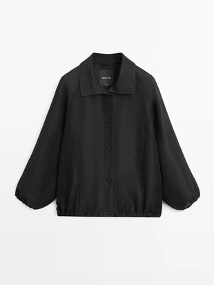 Куртка-бомбер из льна и шелка- Заказать в России