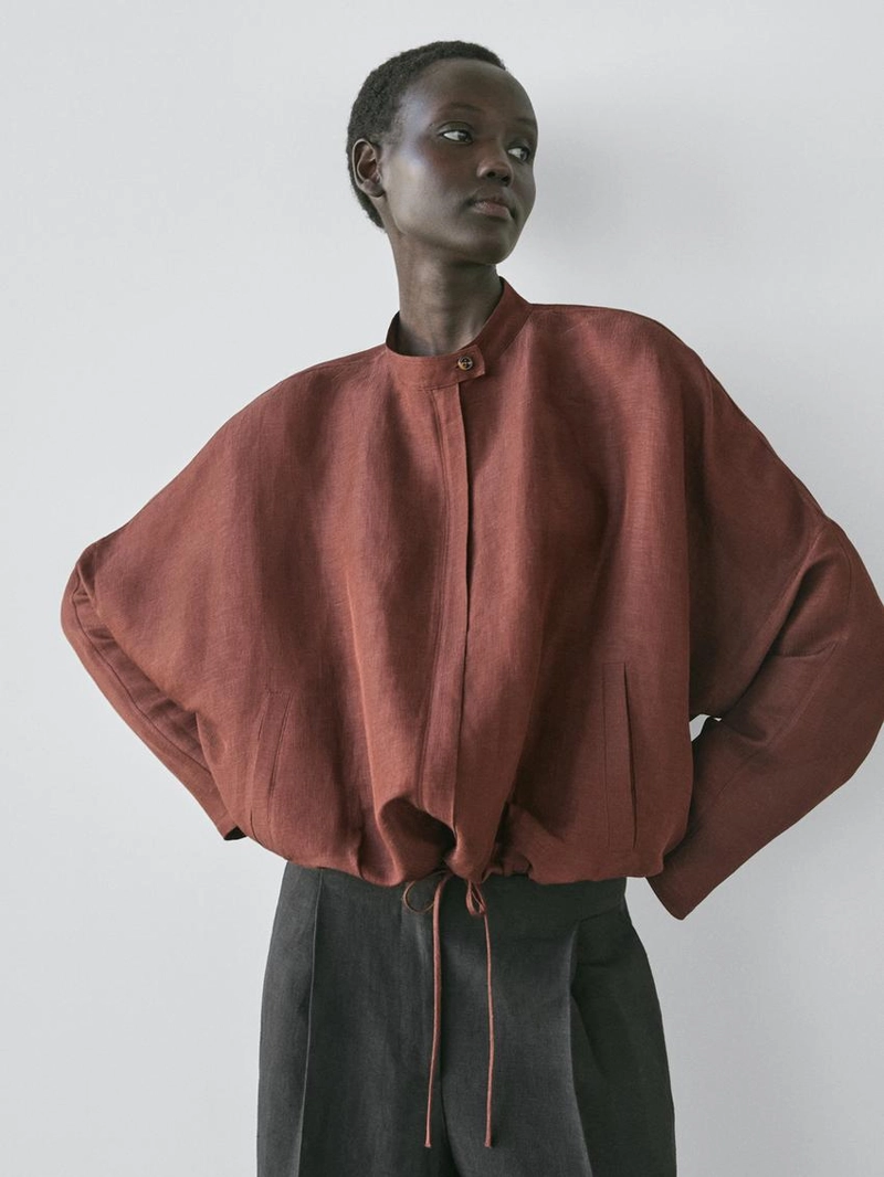 Бомбер из смесового льна