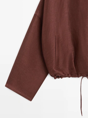 Бомбер из смесового льна- Заказать в России