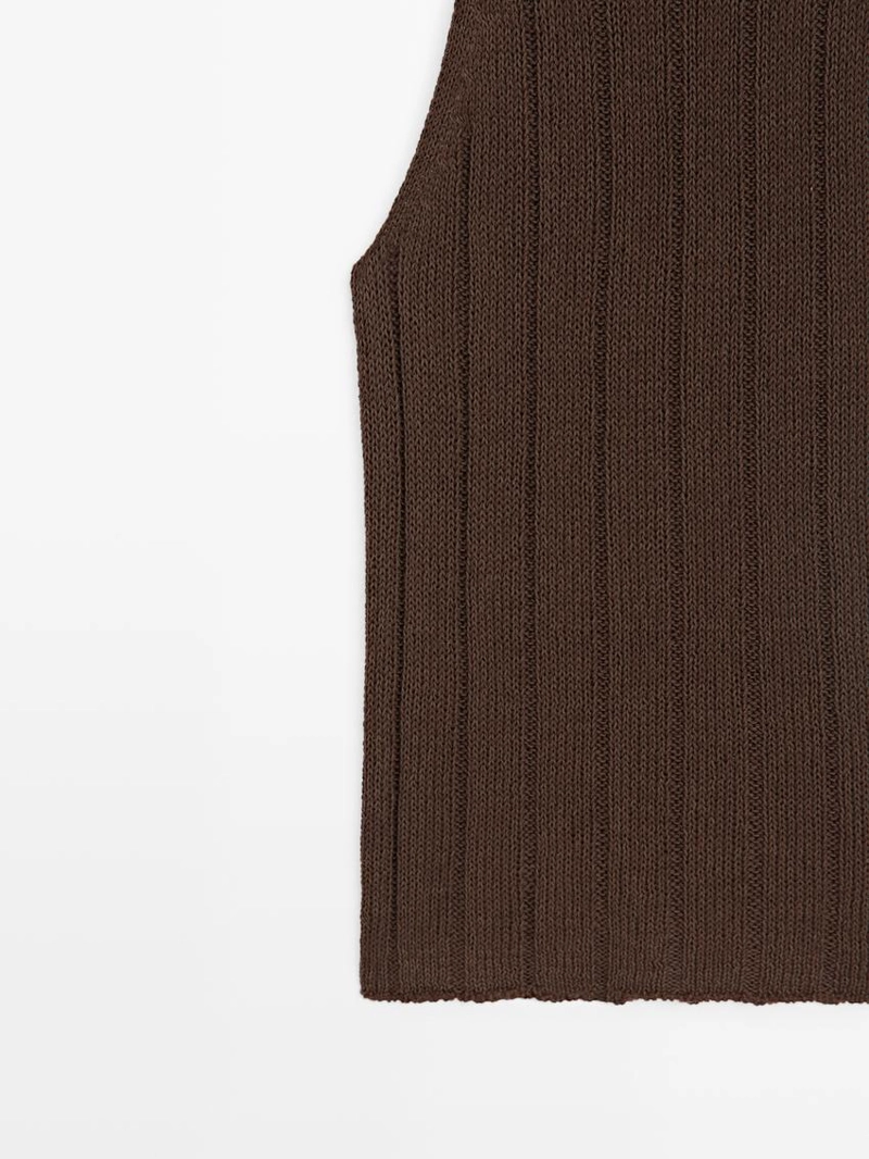 Топ с высоким воротником и завязками из хлопково-вискозного микса