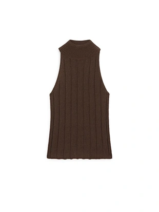 Топ с высоким воротником и завязками из хлопково-вискозного микса- Заказать в России