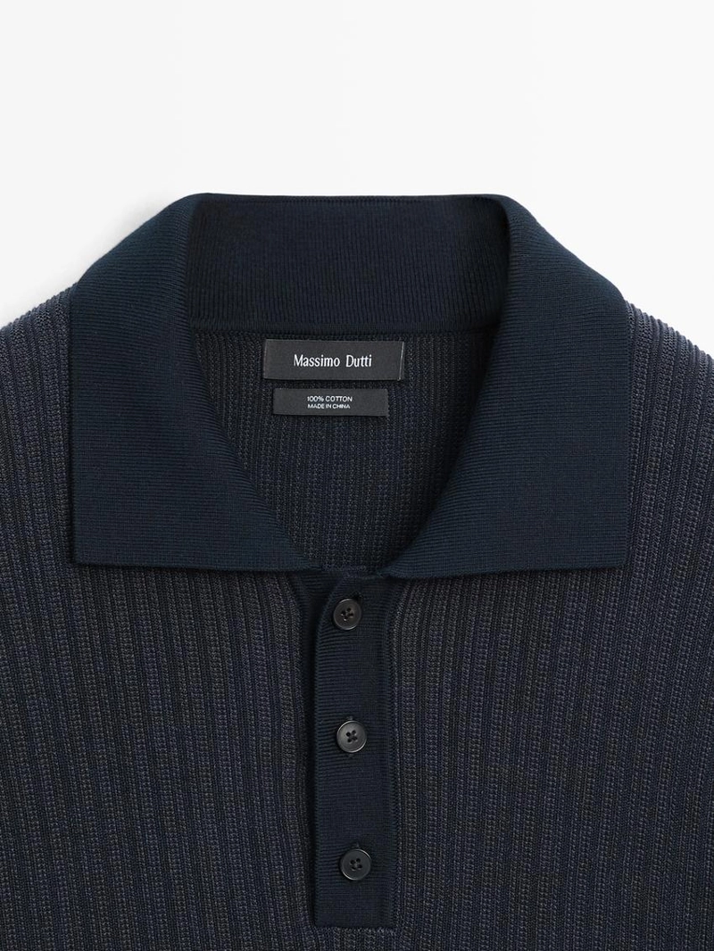 Поло с коротким рукавом из текстурированного вязаного полотна