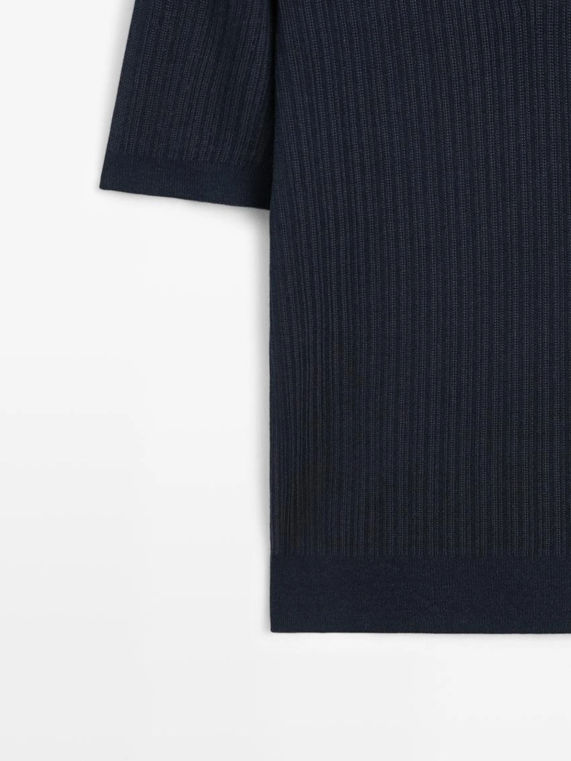 Поло с коротким рукавом из текстурированного вязаного полотна