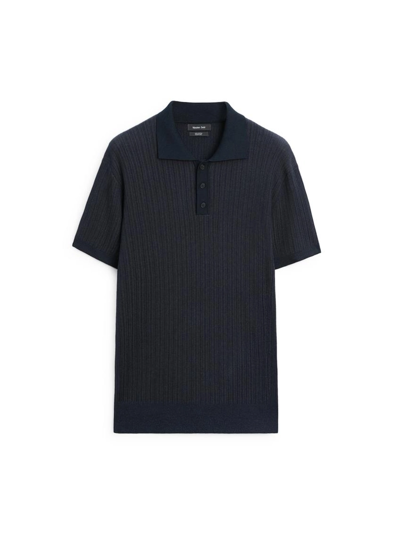 Поло с коротким рукавом из текстурированного вязаного полотна