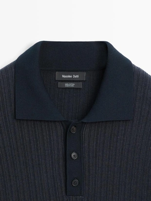 Поло с коротким рукавом из текстурированного вязаного полотна- Заказать в России