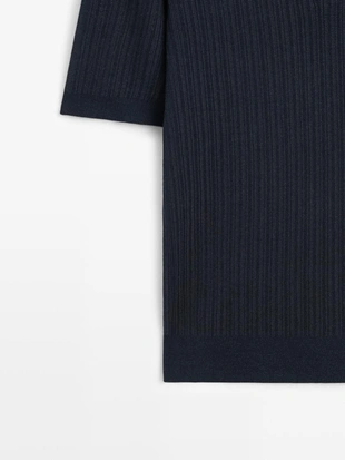 Поло с коротким рукавом из текстурированного вязаного полотна- Заказать в России