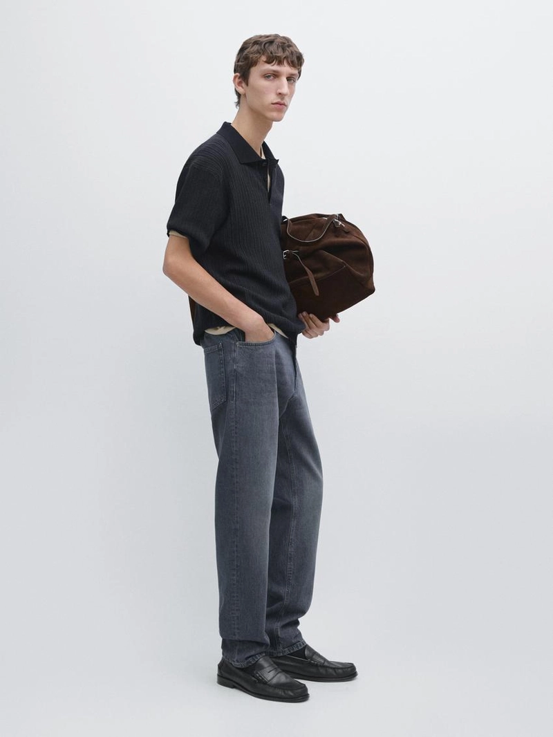 Поло с коротким рукавом из текстурированного вязаного полотна