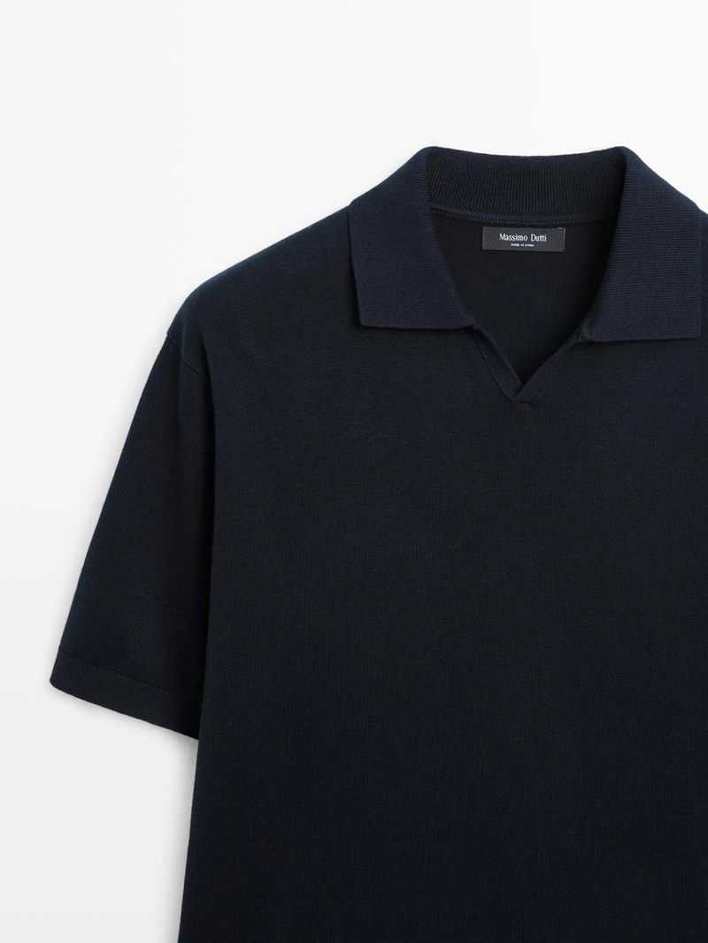 Свитер-поло из хлопкового смесового трикотажа