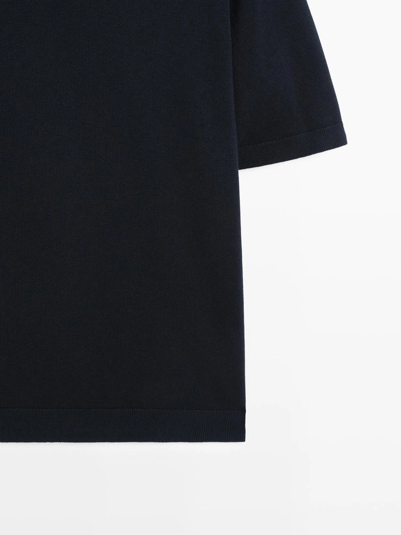 Свитер-поло из хлопкового смесового трикотажа