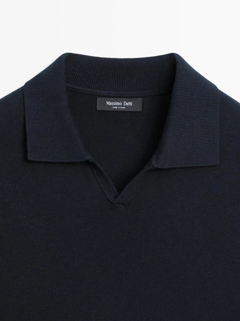 Свитер-поло из хлопкового смесового трикотажа