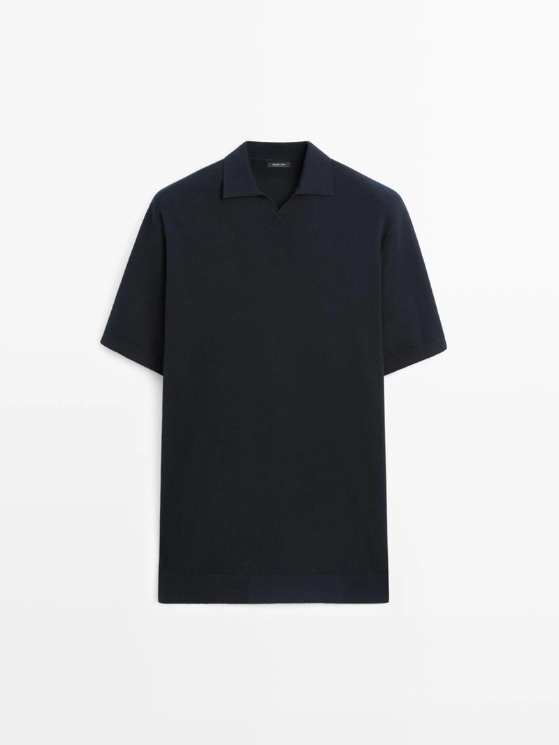 Свитер-поло из хлопкового смесового трикотажа