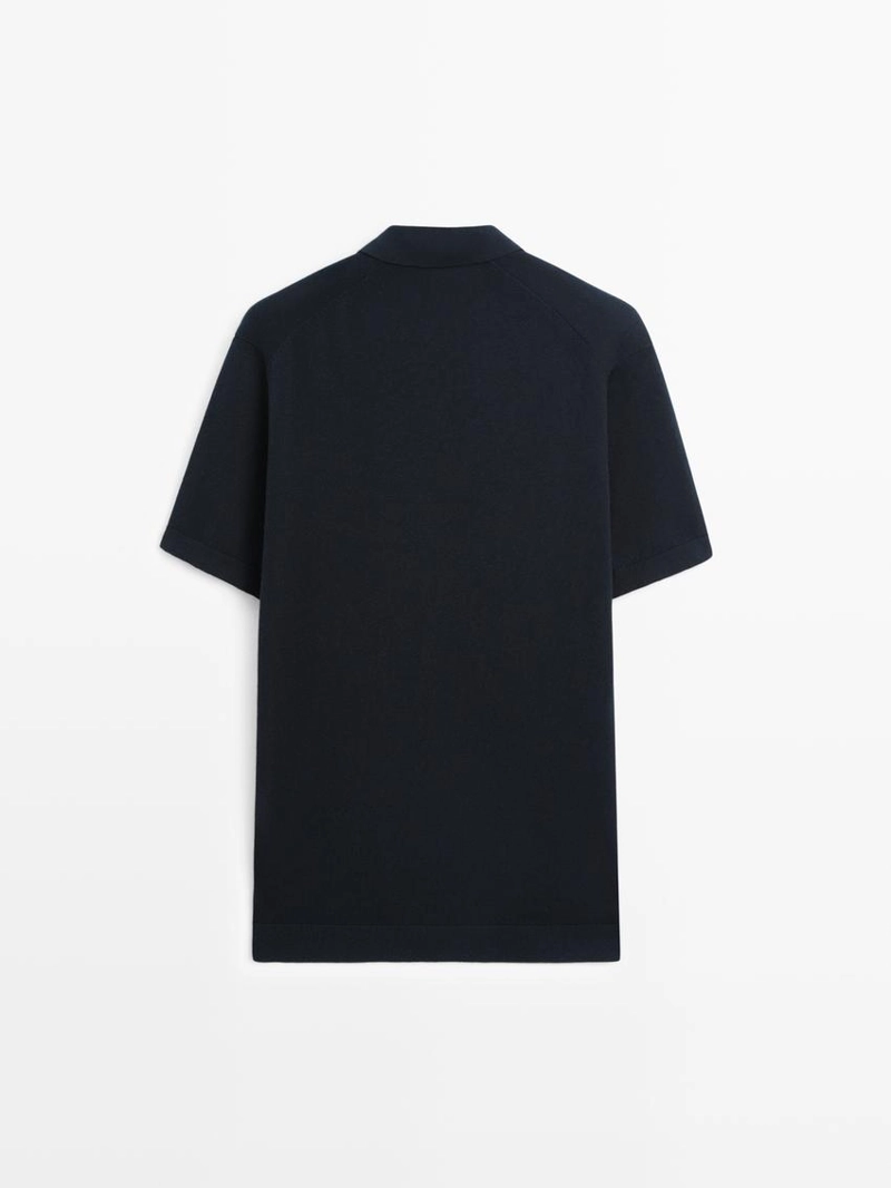 Свитер-поло из хлопкового смесового трикотажа