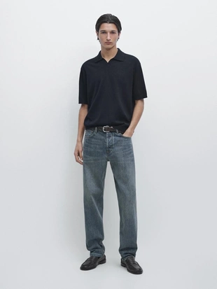 Свитер-поло из хлопкового смесового трикотажа- Заказать в России