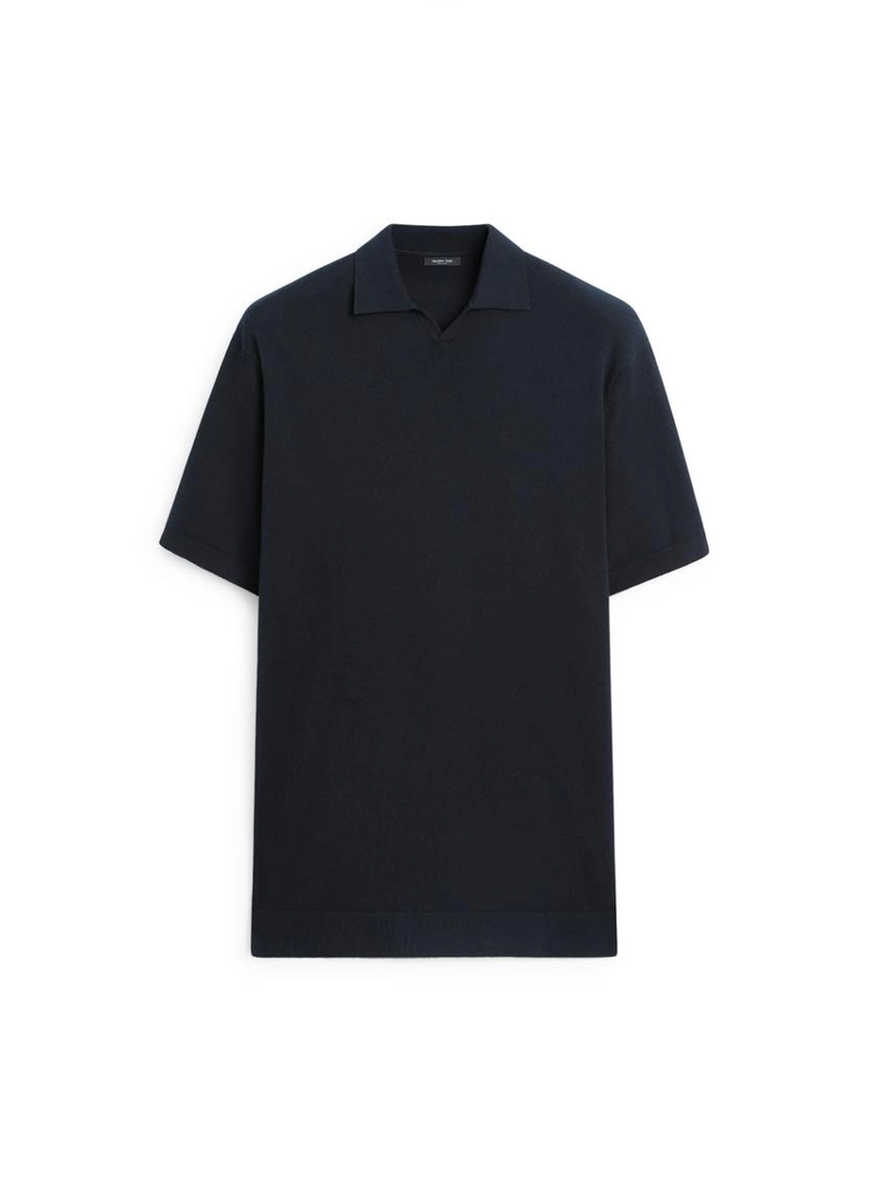 Свитер-поло из хлопкового смесового трикотажа