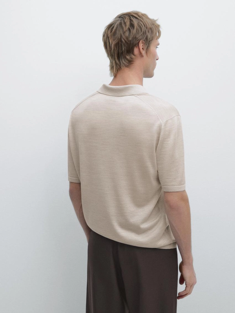 Поло с воротником поло из вязаного шерстяного микса