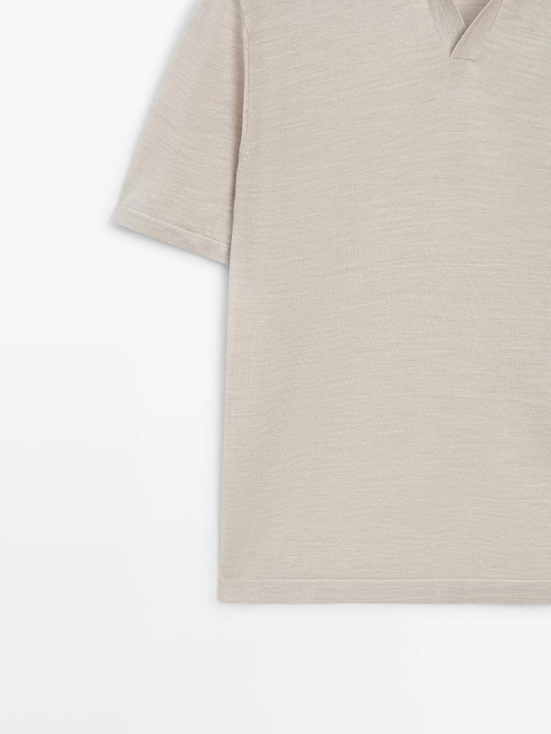 Поло с воротником поло из вязаного шерстяного микса