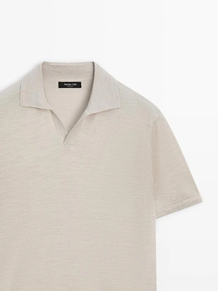 Поло с воротником поло из вязаного шерстяного микса- Заказать в России