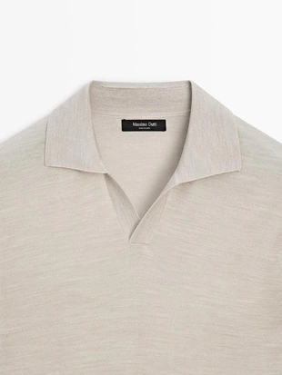 Поло с воротником поло из вязаного шерстяного микса- Заказать в России