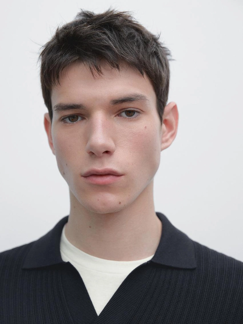 Поло из хлопково-шерстяного трикотажа