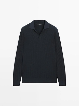 Поло из хлопково-шерстяного трикотажа- Заказать в России