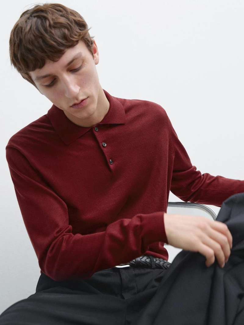 Поло-свитер из хлопкового трикотажа