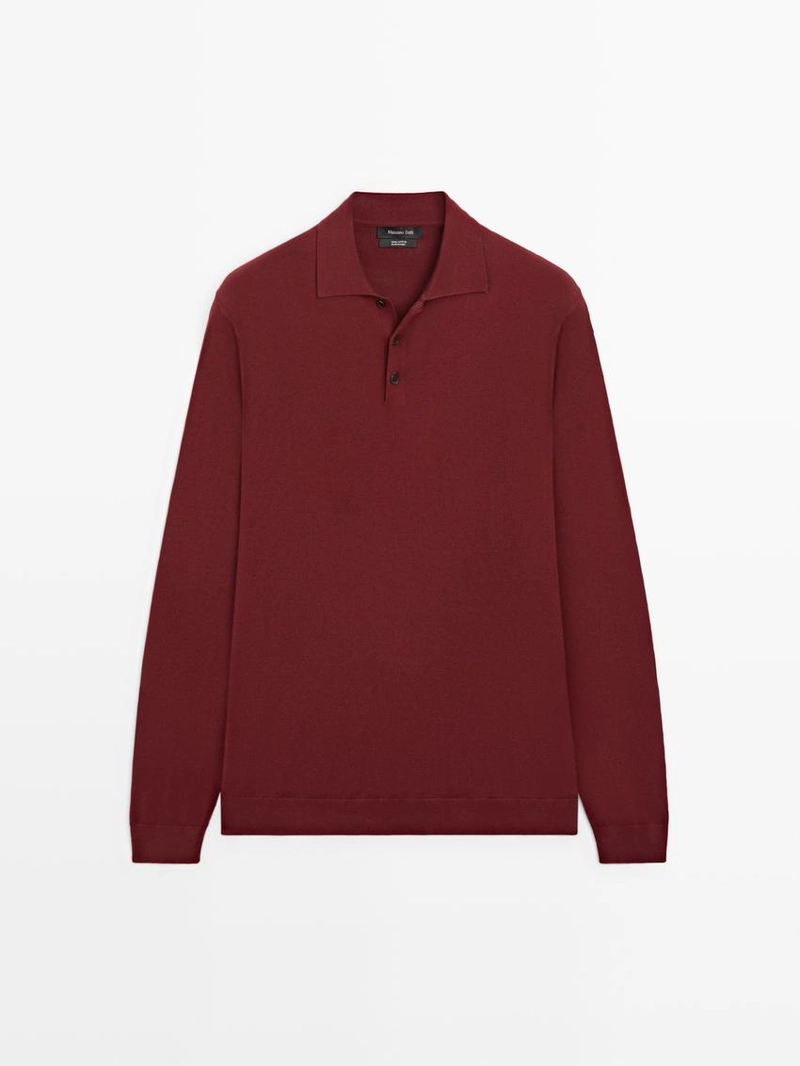 Поло-свитер из хлопкового трикотажа