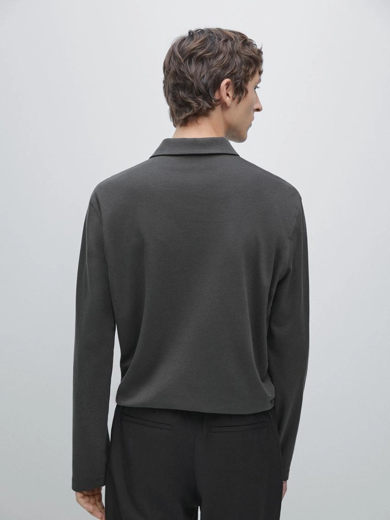 Поло с длинным рукавом на кнопках