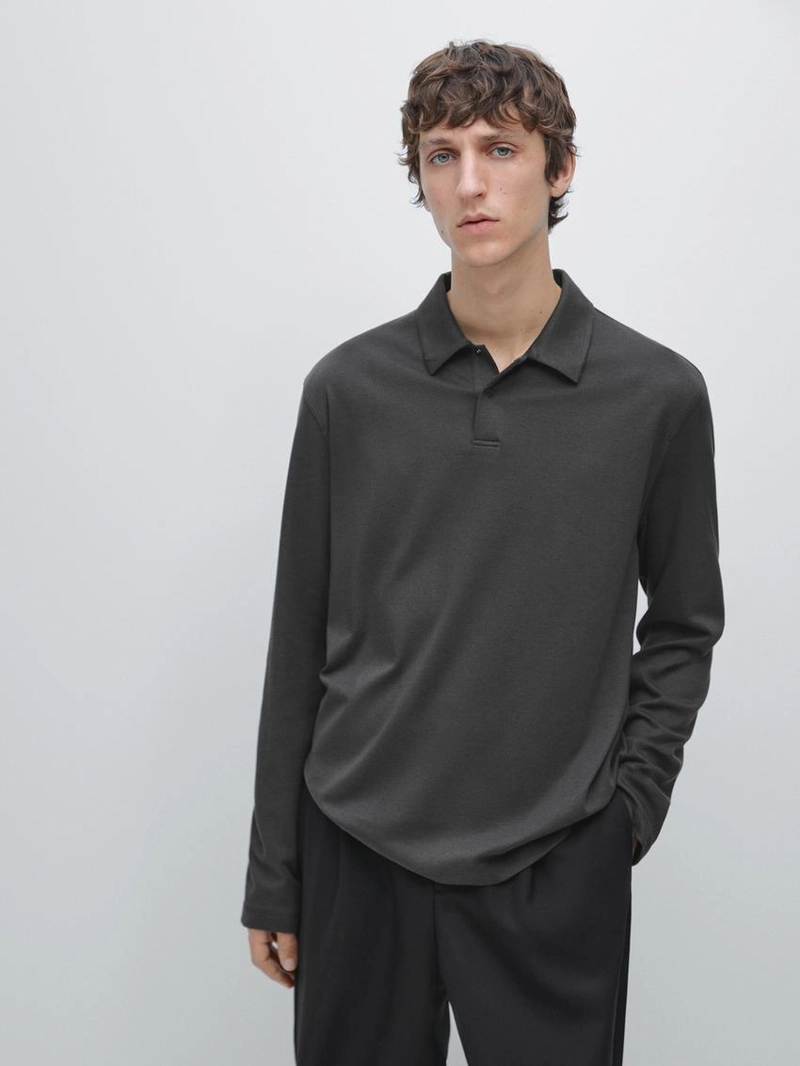 Поло с длинным рукавом на кнопках