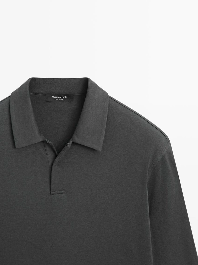 Поло с длинным рукавом на кнопках