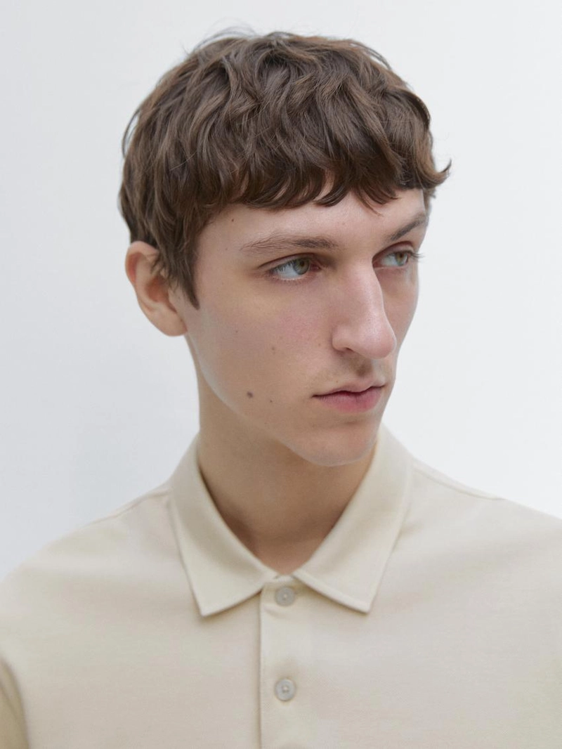 Поло с длинным рукавом из мерсеризованного хлопкового пике