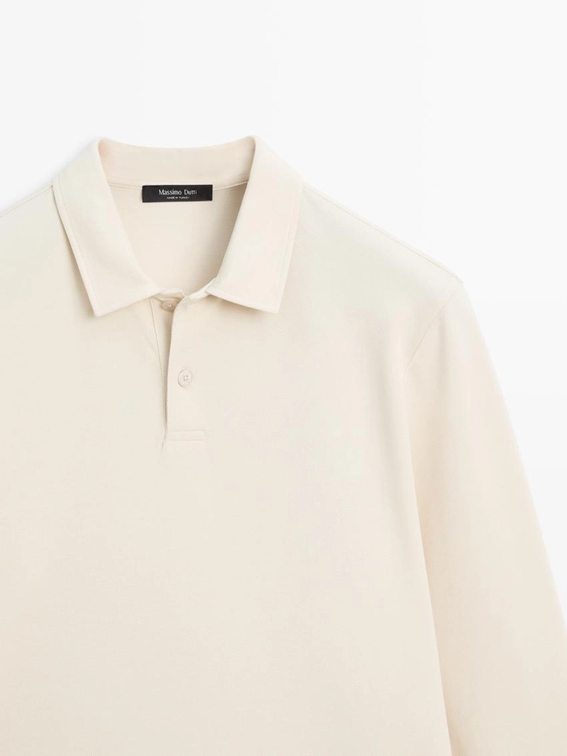 Поло с длинным рукавом из мерсеризованного хлопкового пике