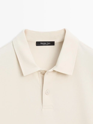 IVORY | 0705/196/252 - Massimo Dutti Поло с длинным рукавом из мерсеризованного хлопкового пике