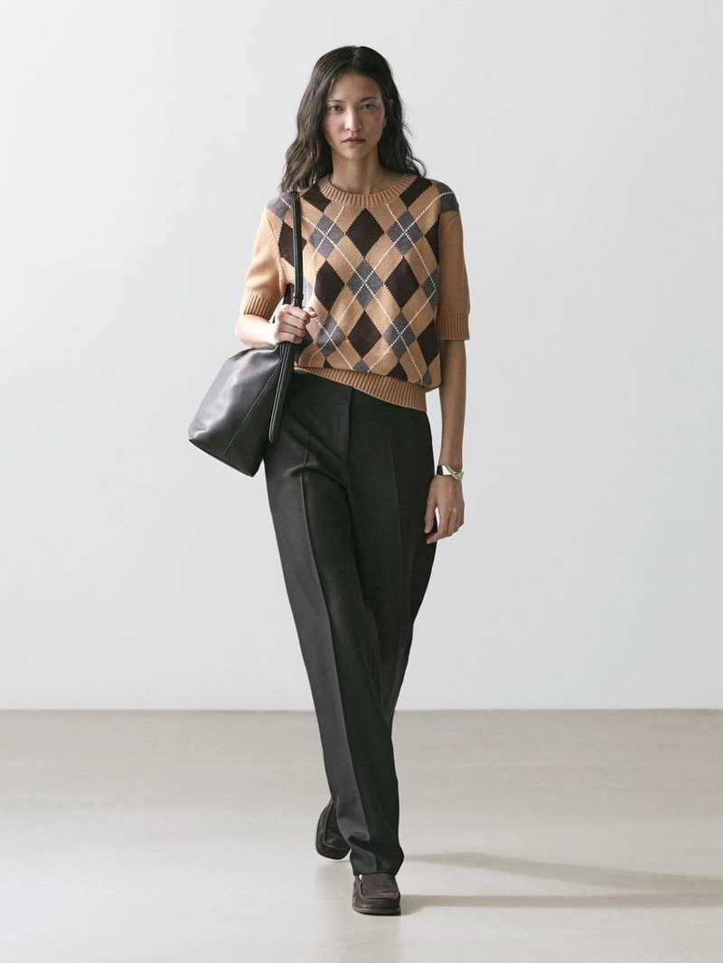 Вязанный свитер с аргайловым узором из хлопка