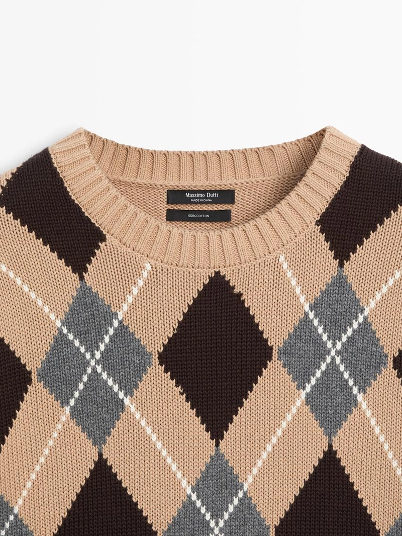 Вязанный свитер с аргайловым узором из хлопка