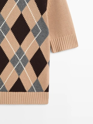 Купить Massimo Dutti Вязанный свитер с аргайловым узором из хлопка