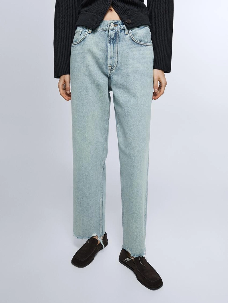 Джинсы прямого кроя с высокой посадкой