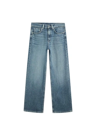 Джинсы с широкими штанинами на средней посадке- Заказать в России