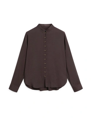 Рубашка с пуговицами и стойкой- Заказать в России