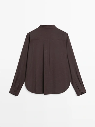 Рубашка с пуговицами и стойкой- Заказать в России