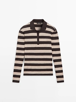 Свитер-поло из хлопкового трикотажа- Заказать в России