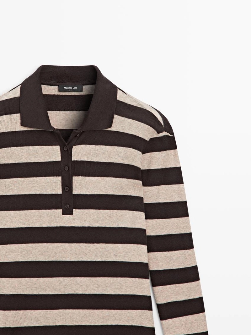 Свитер-поло из хлопкового трикотажа