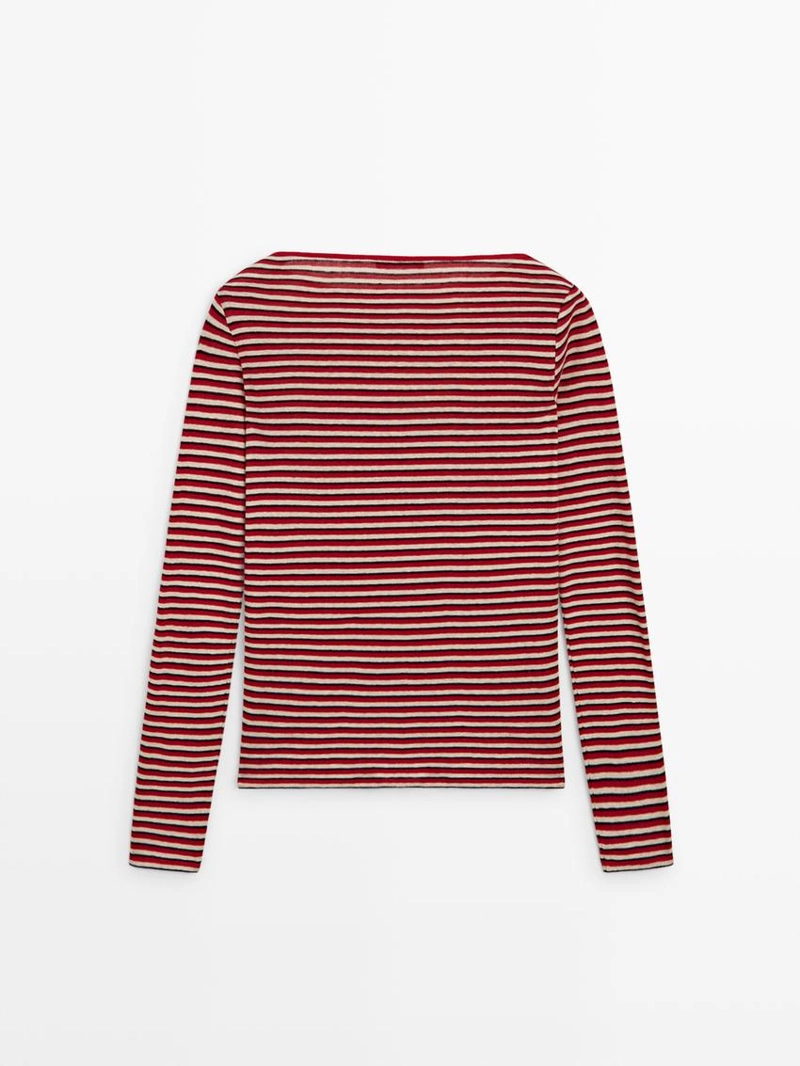 Майка с длинным рукавом в полоску