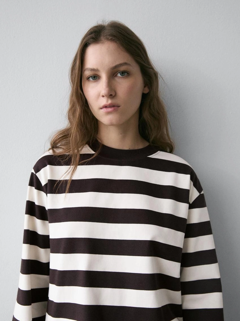 Полосатая футболка с длинным рукавом из хлопка