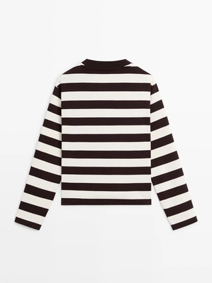 Полосатая футболка с длинным рукавом из хлопка- Заказать в России