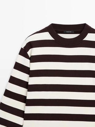 Полосатая футболка с длинным рукавом из хлопка- Заказать в России