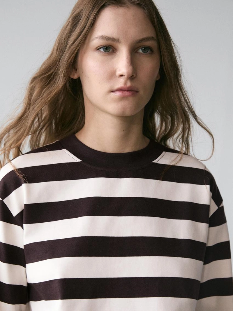 Полосатая футболка с длинным рукавом из хлопка