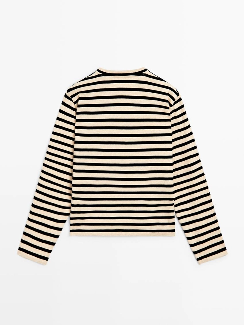 Оверсайз футболка из хлопкового микса в полоску